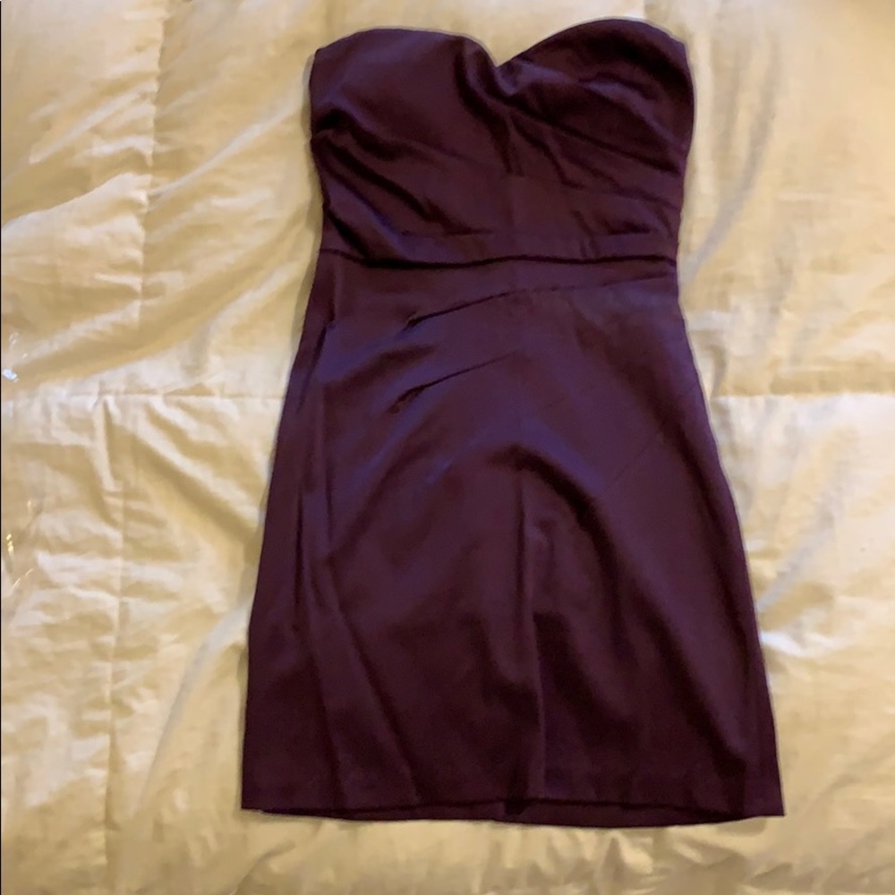 Purple strapless mini dress